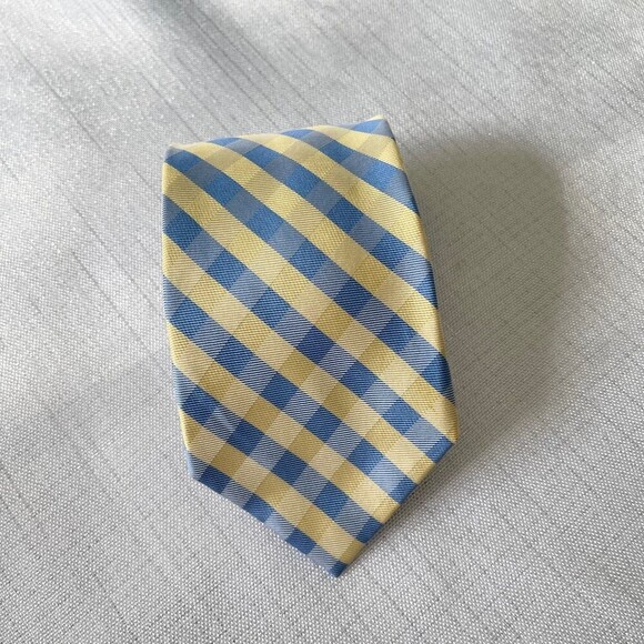 Men’s Nautica Yellow Blue Striped Tie. 100% Silk - Picture 7 of 7